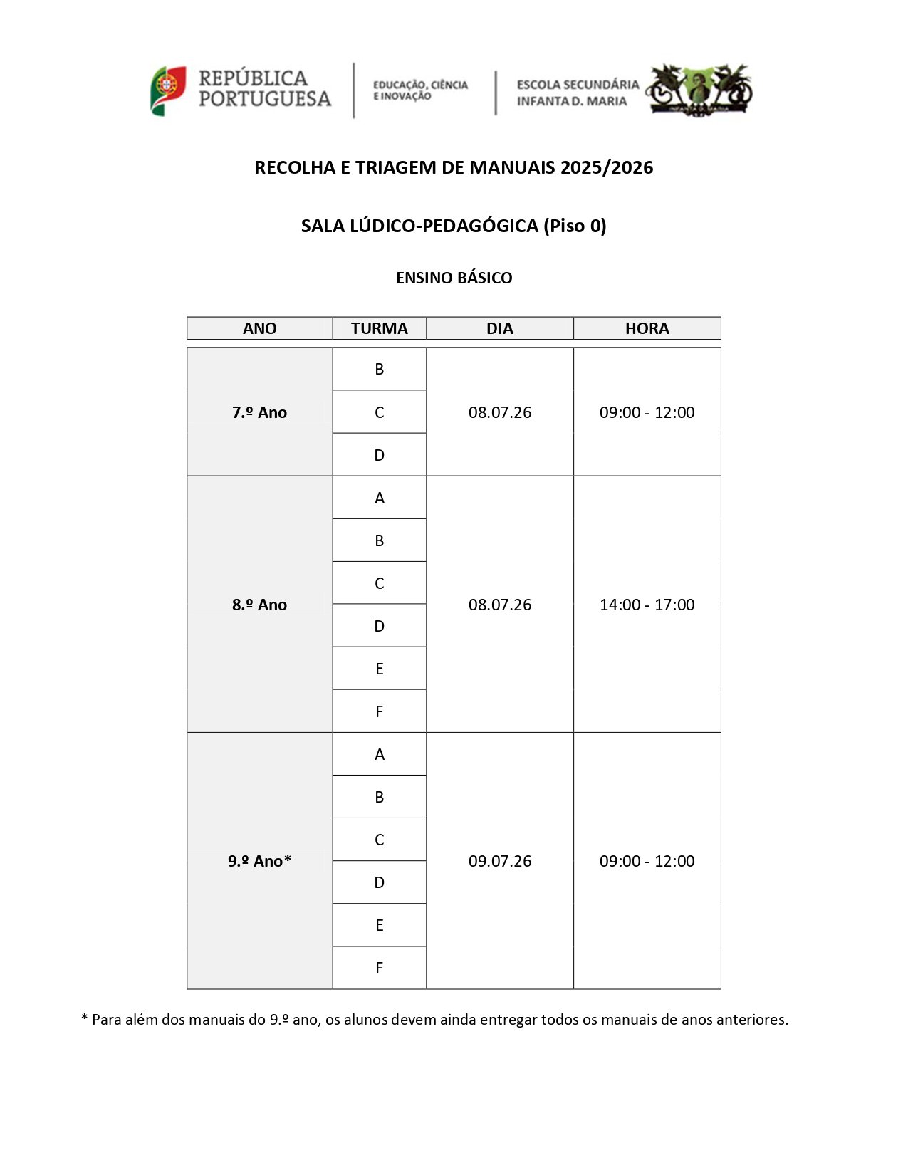 Calendário entrega manuais 2025 2026 Página ESIDM page 0001