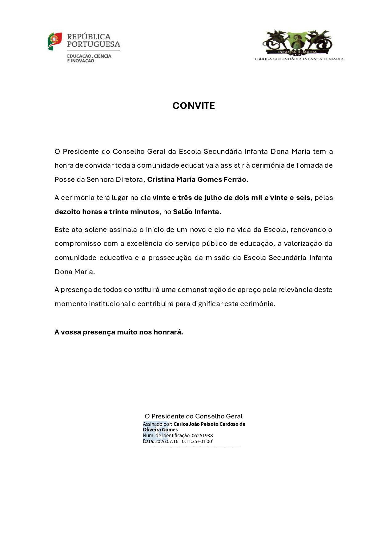 Convite Tomada Posse Com. Educativa signed page 0001